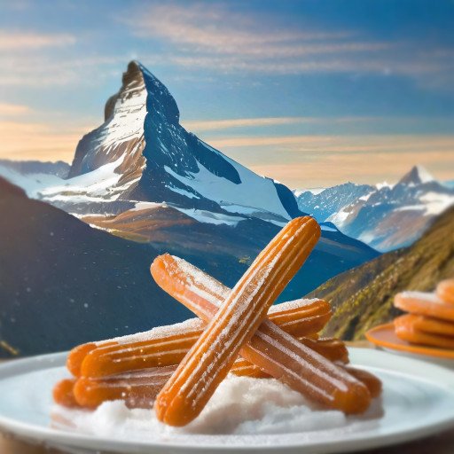 Crossed Churros image in front of the Matterhorn
